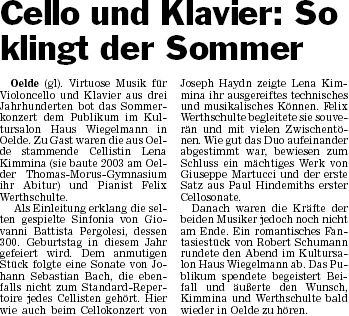 Pressebericht 31.07.2010