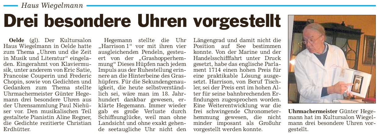 Pressebericht Uhren und Zeit 15.11.2014